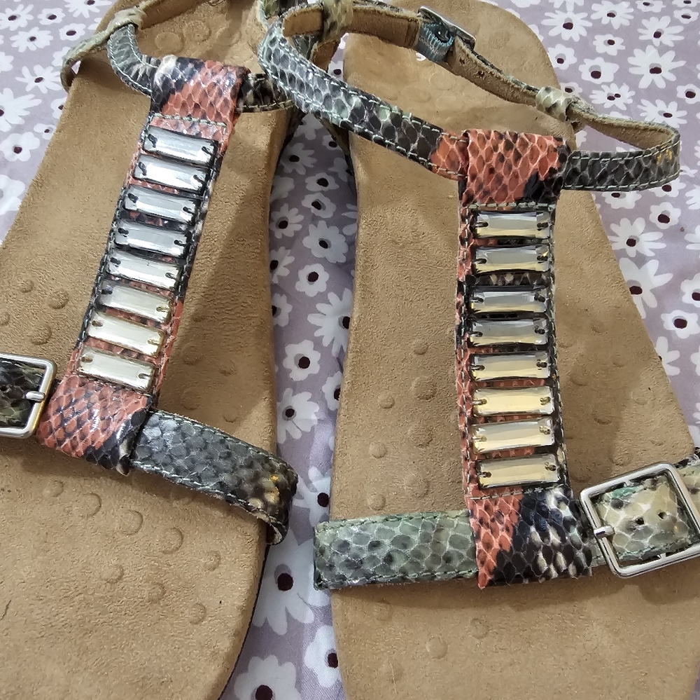 Vionic T Strap Snakeprint Sandals - image 4